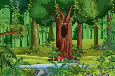 Forest scene with liana and many trees 1998774 Vector Art at Vecteezy