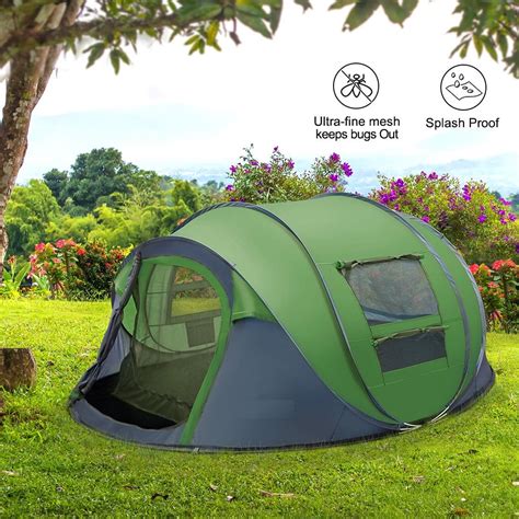 4 Person Easy Pop Up Tent Waterproof Automatic Setup 2 Doors-Instant ...