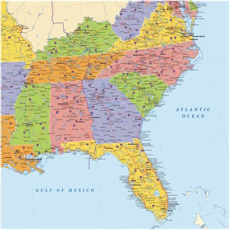 Printable Map Of Se United States - Printable US Maps