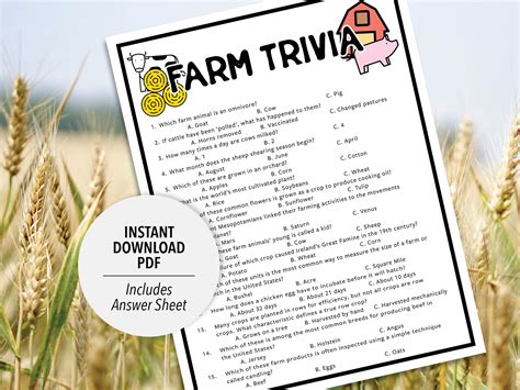 Farm Trivia Farm Trivia Game Printable Farm Trivia Farmer Agriculture ...