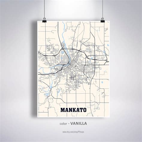 Mankato Map Print Mankato City Map Minnesota MN USA Map | Etsy