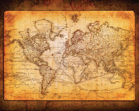 Pics Photos - Vintage Style World Map Art Print Poster Premium Poster