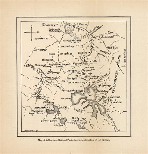 Map of Yellowstone National Park, showing distribution of Hot Springs ...