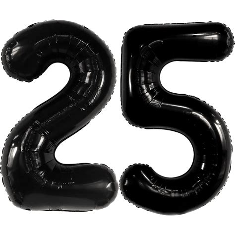 Buy Large, Black 25 Balloon Numbers Foil - 40 Inch | Black Numbers 25 ...