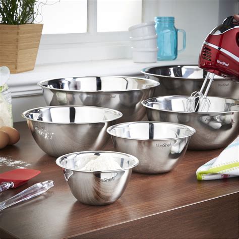 Mixing Bowls Home & Kitchen 1L 6L & 10L 0.55L 2L VonShef Stainless ...