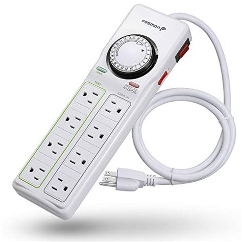 Fosmon 8-Outlet Surge Protector Timer, 24-Hours Mechanical Timer (4 ...