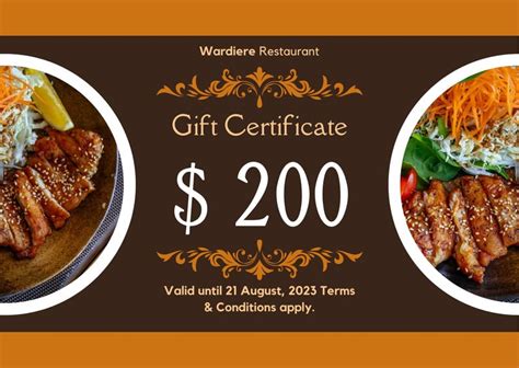 Free printable custom restaurant gift certificate templates | Canva