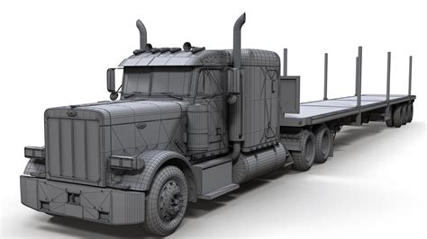 3D Peterbilt 379 flatbed trailer model - TurboSquid 2009077