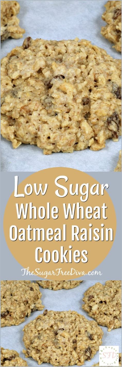 Low Sugar Whole Wheat Oatmeal Raisin Cookies Recipe