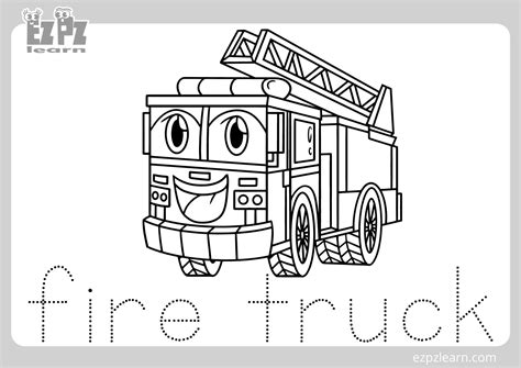 Fire Truck Coloring Page for Kids Free PDF Download - Ezpzlearn.com