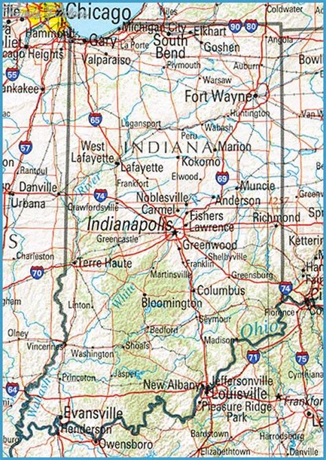 Indiana Map Tourist Attractions - TravelsFinders.Com