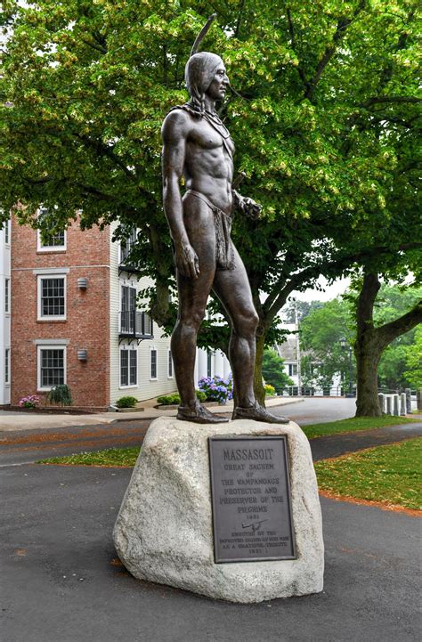 Plymouth, MA - July 3, 2020 - Statue of the Great Sachem of the ...