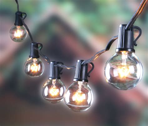 Outdoor G40 25ft String Lights w/ 25 Clear Globe Bulbs Vintage Backyard ...