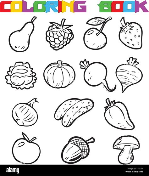 Vegetables And Fruits Coloring Pages - Each printable highlights a word ...