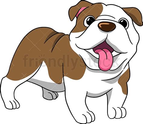 Cheerful English Bulldog Cartoon Vector Clipart - FriendlyStock