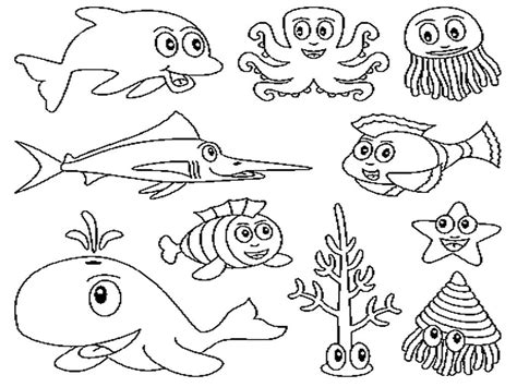 Sea animals coloring pages easy images | Zoo Animals