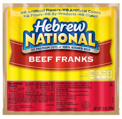 Hebrew National Beef Franks, Hot Dogs, 12 OZ - Walmart.com