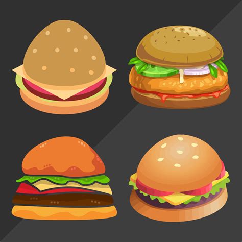 Set of hamburger and fries 17672499 Vector Art at Vecteezy