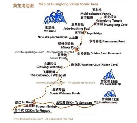 Map of Huanglong Valley Scenic Area