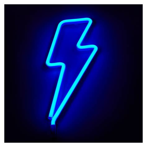 Neon Blue Lightning Bolt Light