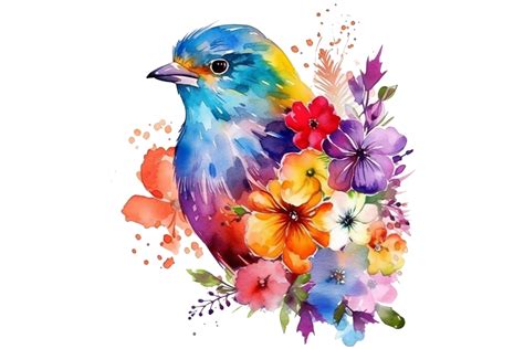 Flower Bird Watercolor Clipart Graphic by sayedhasansaif04 · Creative ...