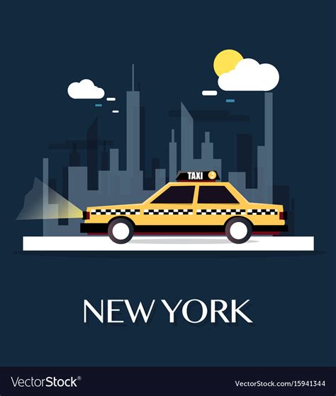 Taxi car with new york city Royalty Free Vector Image