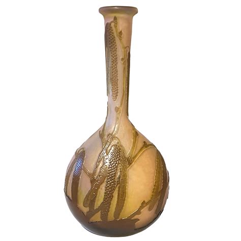 Art Nouveau cameo glass vase with catkins by Emile Galle (gm3685 ...