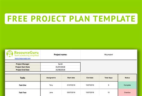 Free Project Plan Template for Excel