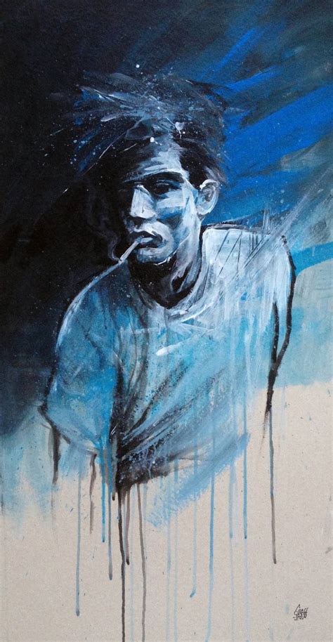 MAN SMOKING BLUES Painting by GRAFFMATT Artist | Saatchi Art