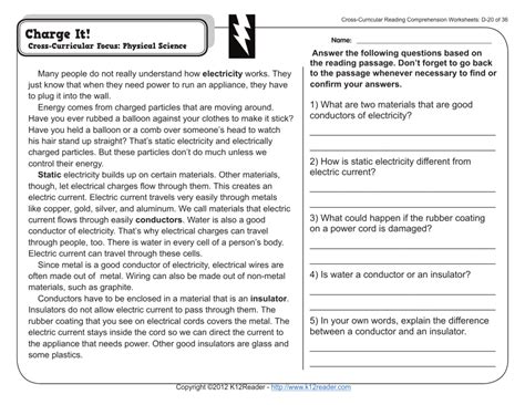 Crosscurricular Reading Comprehension Worksheets D — db-excel.com