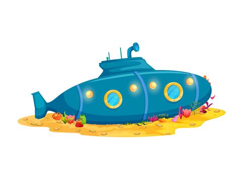 Cartoon submarine ship, underwater house building 21981505 Vector Art ...