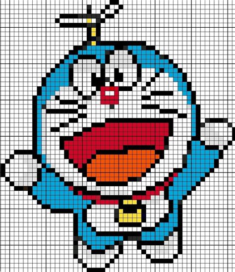 DORAEMON | pixel art | Patron alpha | Diseños de punto de cruz, Punto ...