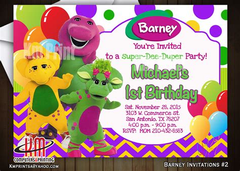 Barney Birthday Invitation#2 Digital $10 ( U print) Km ...