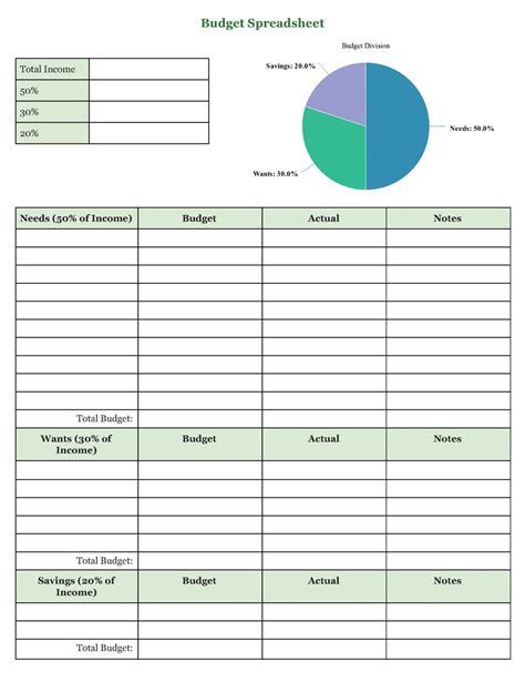 Spending Sheet Printable