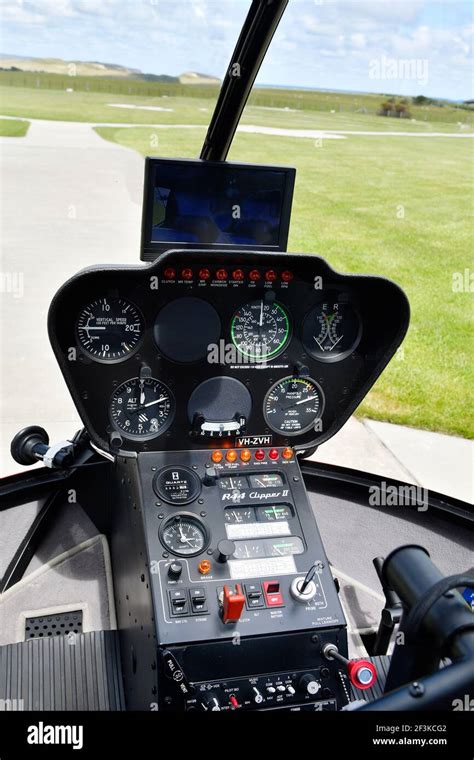 Inside a helicopter cockpit with instrument panel Stock Photo - Alamy