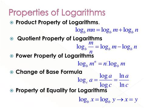 PPT - Properties of Logarithms PowerPoint Presentation - ID:2796088