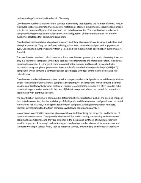 Understanding Coordination Numbers in Chemistry - Understanding ...