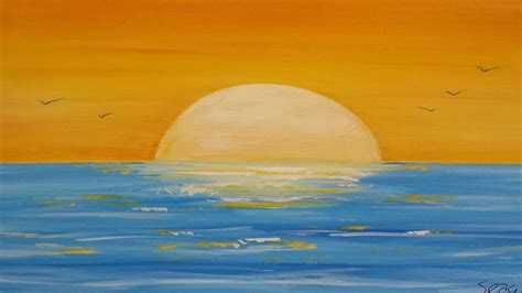 How To Painting A Sunset Seascape In Acrylic (Narrated Time Lapse ...