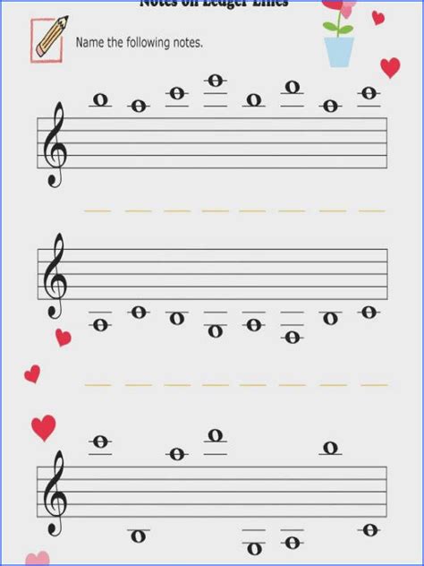 Treble Clef Ledger Lines Worksheet - Printable Word Searches