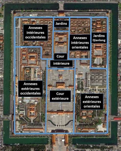 Forbidden city in aerial view, with delimitation