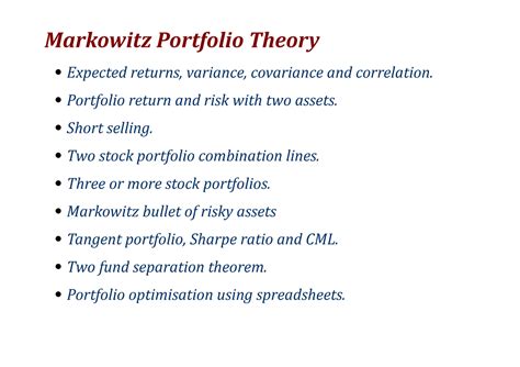 6 Markowitz portfolio theory - Markowitz Portfolio Theory Expected ...