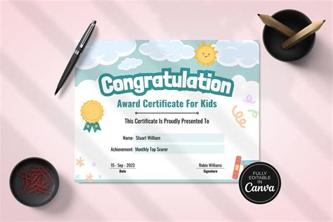 Printable Award Certificate for Kids, Instant Download Certificate ...