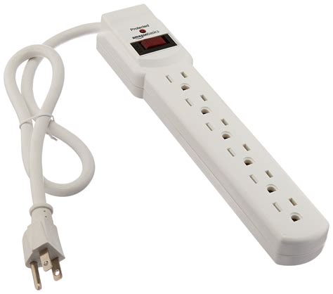 AmazonBasics 6-Outlet Surge Protector Power Strip 2-Pack, 200 Joule ...