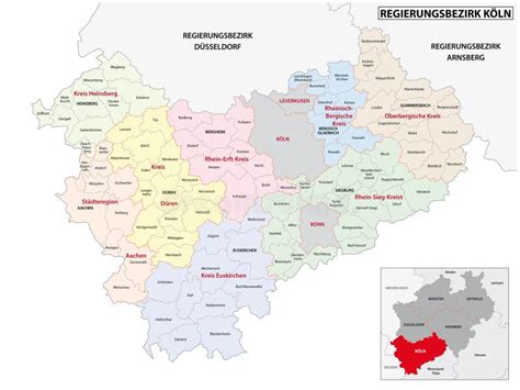 Administrative Vector Map of the Cologne Region in German, North Rhine ...