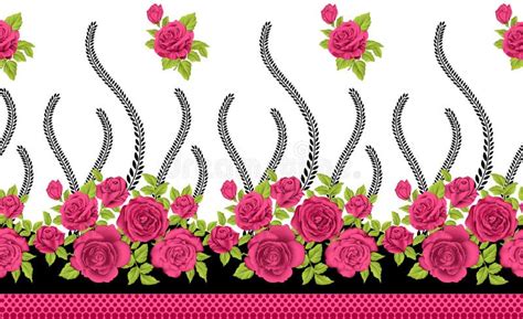 Seamless Red Rose Flower Border Design Stock Illustration ...