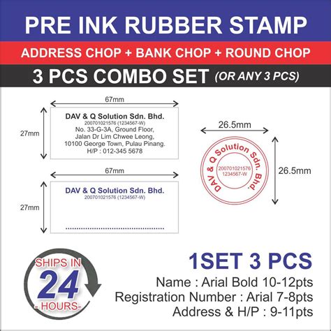 Rubber Stamp / Self Ink Rubber Stamp / Pre Ink Rubber Stamp / 3 pcs ...