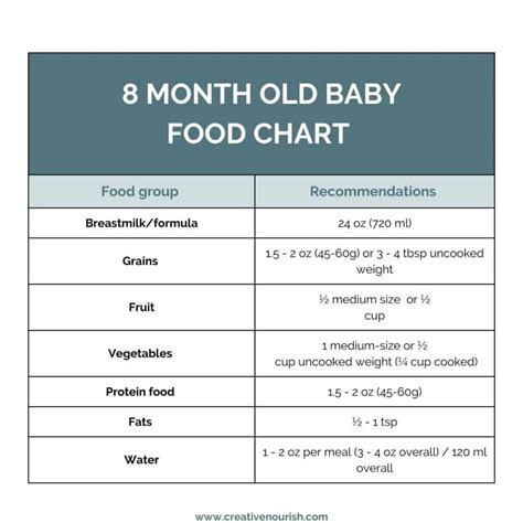 8 Month Old Baby Food Chart, Recipes, Food Ideas and Schedule