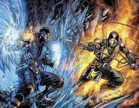 HD wallpaper: Mortal Combat Sub-Zero vs Scorpion wallpaper, art, Mortal ...