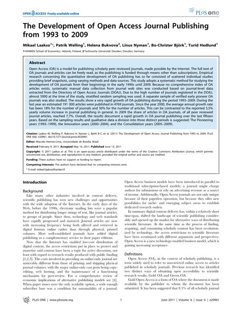 (PDF) The Development of Open Access Journal Publishing from 1993 to 2009