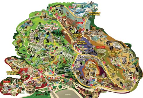 The map of San Diego Zoo in San Diego, USA